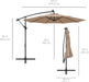 10Ft Solar LED Offset Hanging Market Patio Umbrella for Backyard, Poolside, Lawn and Garden W/Easy Tilt Adjustment, Polyester Shade, 8 Ribs - Tan