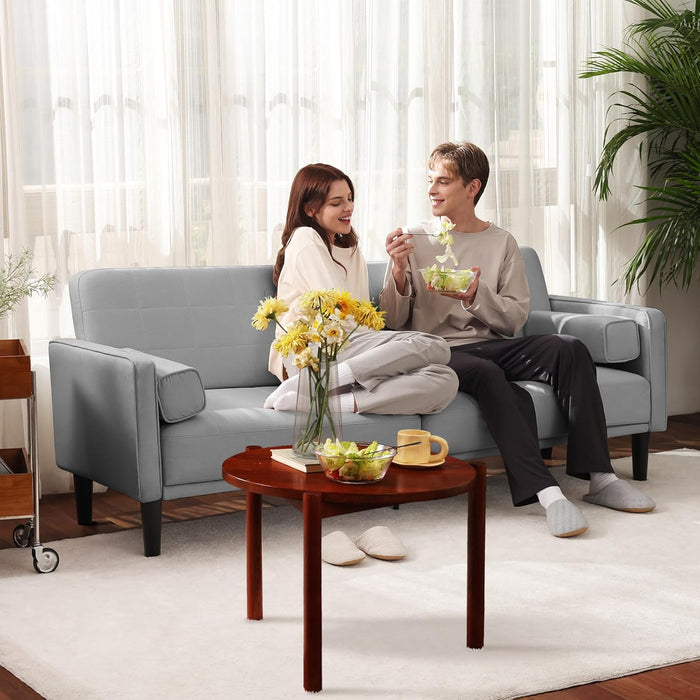 70" Light Gray Comfy Loveseat Sofa, Recliner Sofa Couch, with Removable Washable Cover, High Density Foam Cushions, Solid Wood Frame, Ideal for Living Rooms, Easy to Assemble