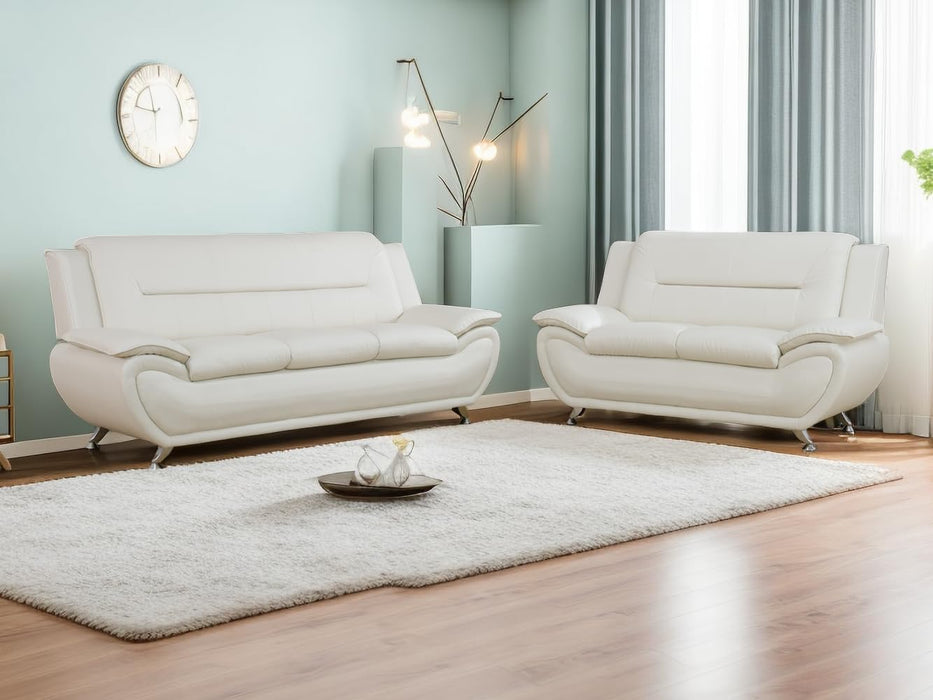 Leather 2 Piece Sofa Set, Sectional Couch, Modern Sofa for Living Room, Bedroom - B-Creamy White
