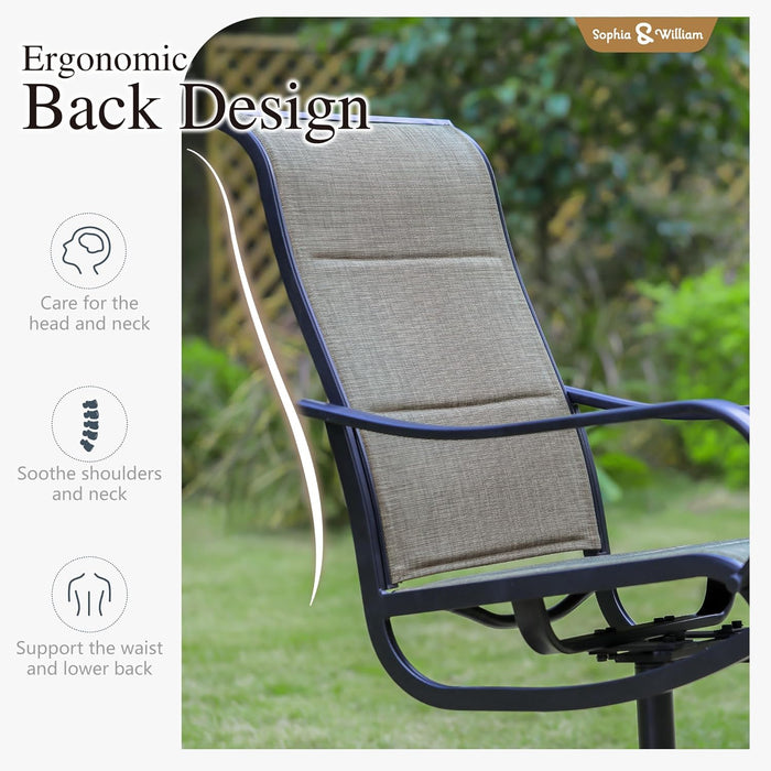 Patio Furniture Set Large Square Dining Table for 8 with Swivel Chairs Padded Textilene 9 Pieces Outdoor & Lawn Garden All Weather, Grayish Brown-Padded Textilene, 60''