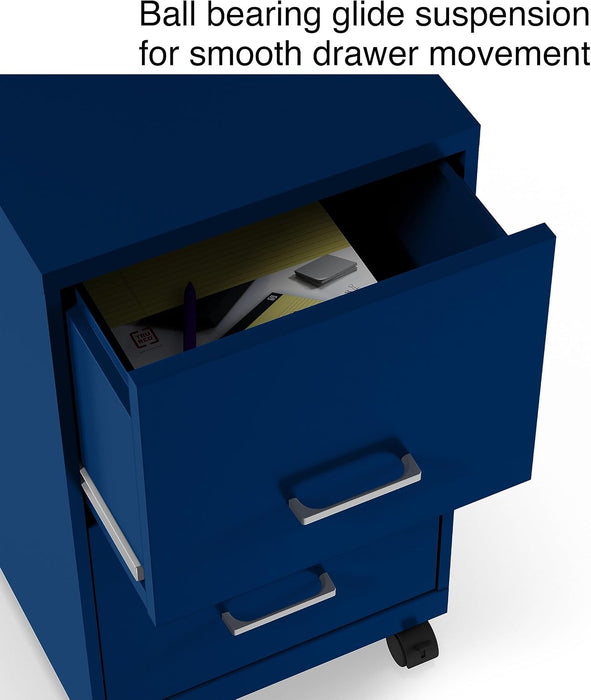 2-Drawer Vertical File Cabinet, Letter Size, Lockable, Blue