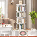 Rotating Bookshelf, 4 Tier Wood Spinning Bookcase Tower, White