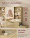 Oak Beigewash Vanity Desk Sliding Mirror Illumination