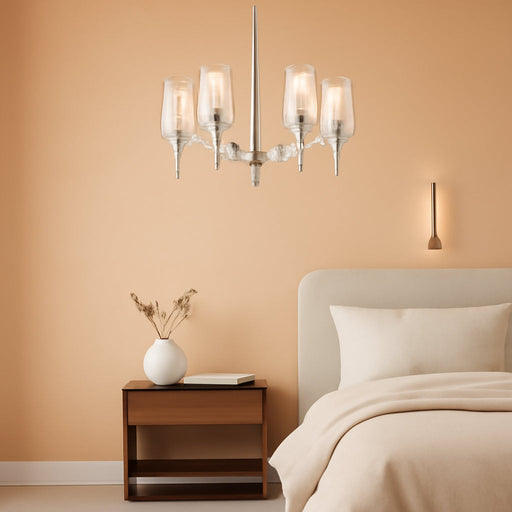 Brushed Nickel Chandeliers for Dining Room Light Fixture over Table, 6 Lights Farmhouse Chandeliers with Clear Glass Shade Chandelier for Living Room Kitchen Entryway Bedroom Bathroom