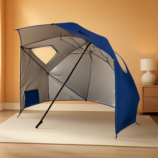 Premiere XL 9-Foot Umbrella - Heavy-Duty 1.25" Center Pole & Twist Handle Auger - UPF 50+ Sun Protection - Privacy Side Panels, Zippered Windows & 2 Interior Pockets - Carry Bag Included