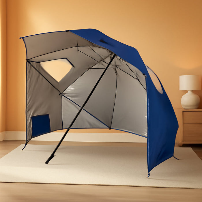 Premiere XL 9-Foot Umbrella - Heavy-Duty 1.25" Center Pole & Twist Handle Auger - UPF 50+ Sun Protection - Privacy Side Panels, Zippered Windows & 2 Interior Pockets - Carry Bag Included