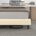 Queen Size Platform Bed Frame with Chenille Headboard, Beige