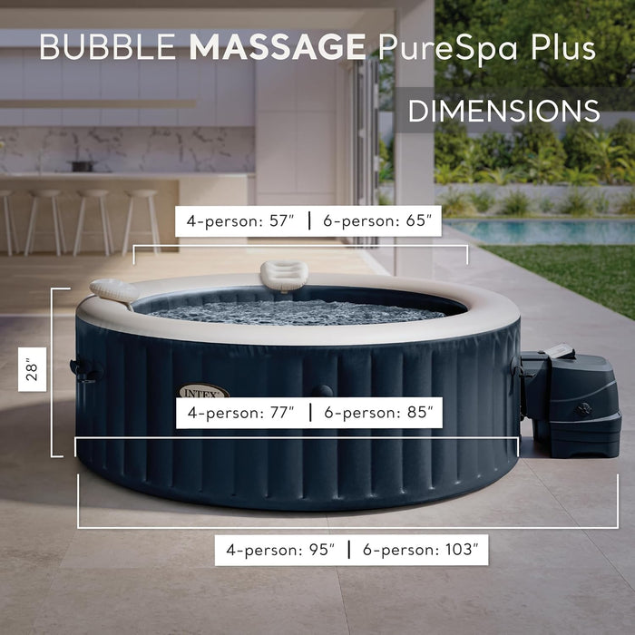 28431EP Purespa plus Bubble Massage Spa Set: Includes Energy Efficient Spa Cover – 2 Contoured Headrest – LED Light – 6 Person Capacity – 85" X 28"