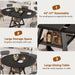 Expandable Kitchen Dining Table for 4-6, Oval round Dining Table with Storage Shelf and Removable Extension Leaf, Space Saving Pedestal Table for Dining Room, Modern Industrial Style (Black)