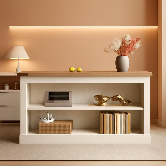 63-Inch Long Console Table for Entryway, Narrow Long Entry Table with Shelves for Living Room, Farmhouse Sofa Console behind Couch, for Foyer, Hallway, White and Brown