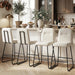 Bar Stools Set of 2, 26" Counter Height Bar Stools with Back, Modern Linen Fabric Upholstered Barstools with Metal Frame & Footrest for Kitchen Island, Home Bar, Beige