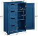 Wooden Bathroom Floor Cabinet, Side Storage Organizer Cabinet with 4 Drawers and 1 Cupboard, Freestanding Entryway Storage Unit Console Table, Bathroom Furniture Home Decor, Navy Blue