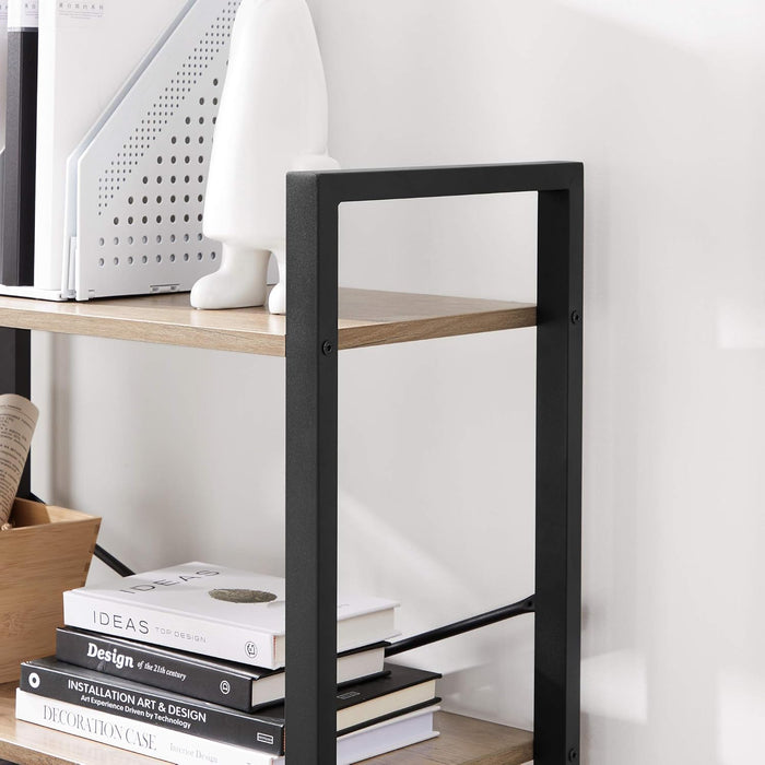 4-Tier Tall Bookshelf, Bookcase with Steel Frame, Book Shelf for Living Room, Home Office, Study, 11.8 X 25.9 X 47.2 Inches, Industrial Style, Greige and Black ULLS060B02