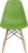 Elon Series Green Plastic Chair with Wooden Legs, 22.5"D X 18.25"W X 31.5"H