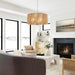 Rattan Chandelier Brushed Nickel Five Light Pendant