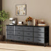 TV Stand Dresser with 12 Fabric Drawers, Large Fabric TV Consoles for Living Room & Bedroom up to 80'' Tvs, Wood Top Entertainment Center in 70.86" D X 13.77" W X 26.49" H, Grey