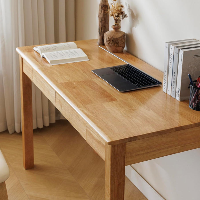 Solid Wood Desk with Drawer (Wood Color, 47.2Inch)