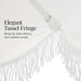9Ft Fringe Market Patio Umbrella – Outdoor Boho Tassel Sunshade for Table, Pool, Deck, Backyard – UPF50+, Easy Tilt, Heavy Duty Steel Pole & Ribs - White