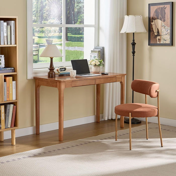Solid Wood Computer Desk with Storage Drawers (Oak Color, 47.2Inch)