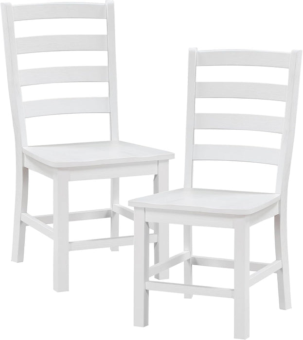 Dining Chairs Set of 2, Dining Chairs with Solid Wood Legs and Footrest, High Ladder Back Farmhouse Dining Chairs, Wooden Dining Room Chairs, White