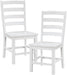 Dining Chairs Set of 2, Dining Chairs with Solid Wood Legs and Footrest, High Ladder Back Farmhouse Dining Chairs, Wooden Dining Room Chairs, White