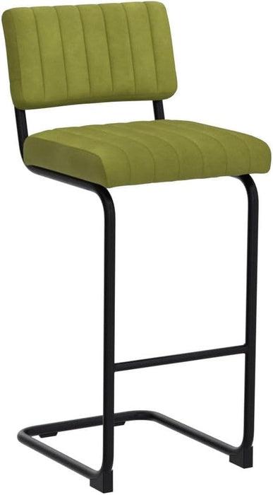 30'' Modern Bar Stools with Tufted Backs, Upholstered Velvet Fabric Bar Height Stools Chairs, Mid Century Cantilever Barstools for Kitchen Island Pub Set of 2