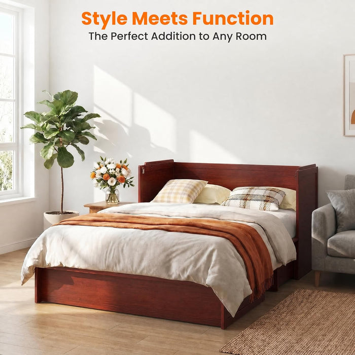 DeepMaroonShade Queen Murphy Bed Easy Assembly System