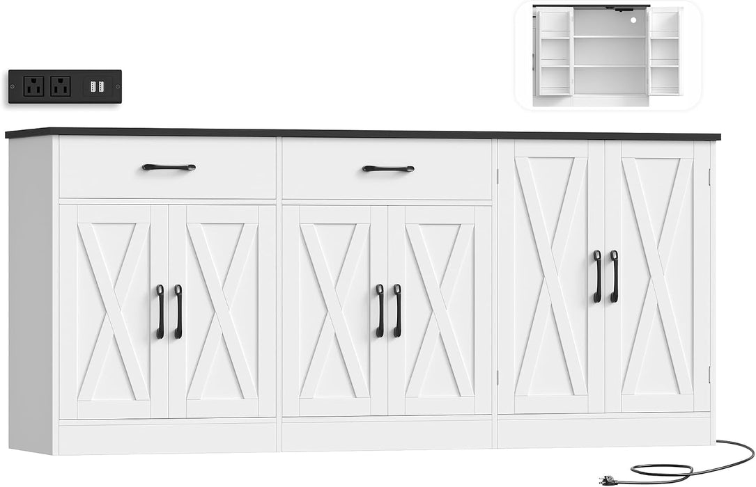 71" W Kitchen Buffet Cabinet with Storage, Large Coffee Bar Cabinet