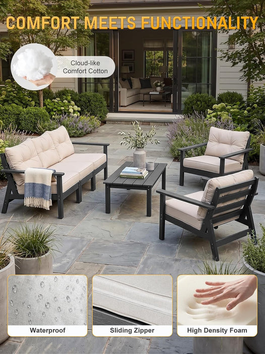5 Seats HDPE Patio Conversation Sets, Outdoor Patio Furniture Set