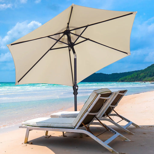 7.5Ft Outdoor Umbrella with Tilt, Crank and Sturdy Ribs for Lawn, Garden, Backyard and Pool, Khaki