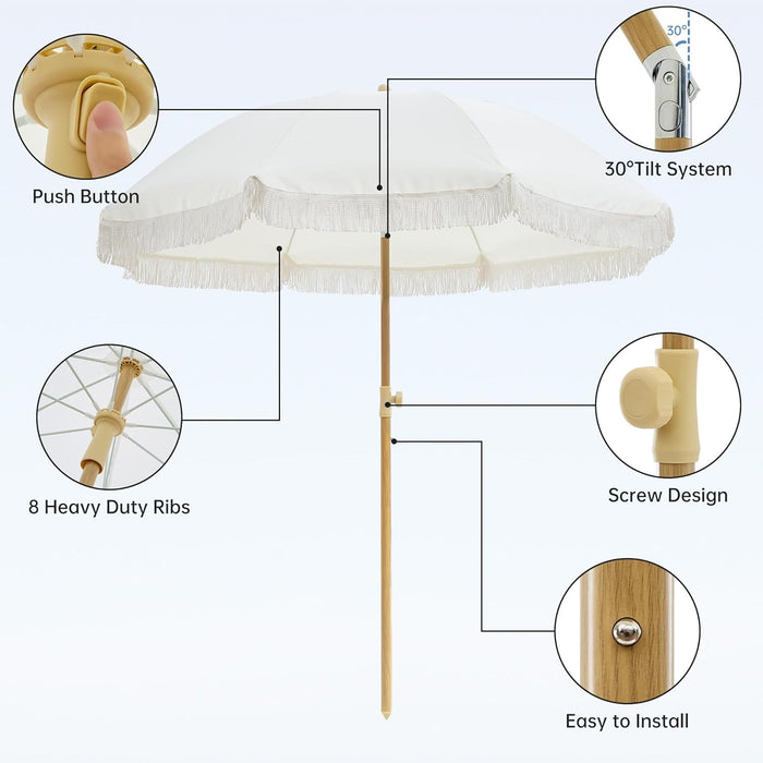 Outdoor Umbrella - Sun Protection, Rain Resistant, Windproof with Manual Open-Close Feature - Ideal for Beach, Camping, and Picnics
