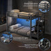 Black Twin Over Twin Metal Bunk Bed StorageDrawers