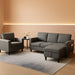 3PCS Convertible Sofa Set, Linen Upholstered Couch Set with Side Pockets, Modern Living Room Sofa with Storage Ottoman, Couch for Living Room Apartment (Dark Grey, Sectional Sofa + Single)