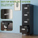 4 Drawer Metal File Cabinet with Lock and Wheels, Black
