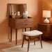 Small Vanity Desk and Vanity Stool Bundle, Vanity Set with Mirror and Stool and Lights, Solid Wood Vanity Desk and Chair Set, Makeup Vanities & Vanity Benches (Vanity 19.6 Inch Wide, Walnut)
