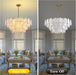 Modern Large Crystal Glass Chandelier, 39.76" Gold Luxury Hanging Pendant Light Fixture,16-Light round Cloud Ceiling Chandeliers Lighting for Dining Room Living Room Bedroom Foyer Stairway, E12
