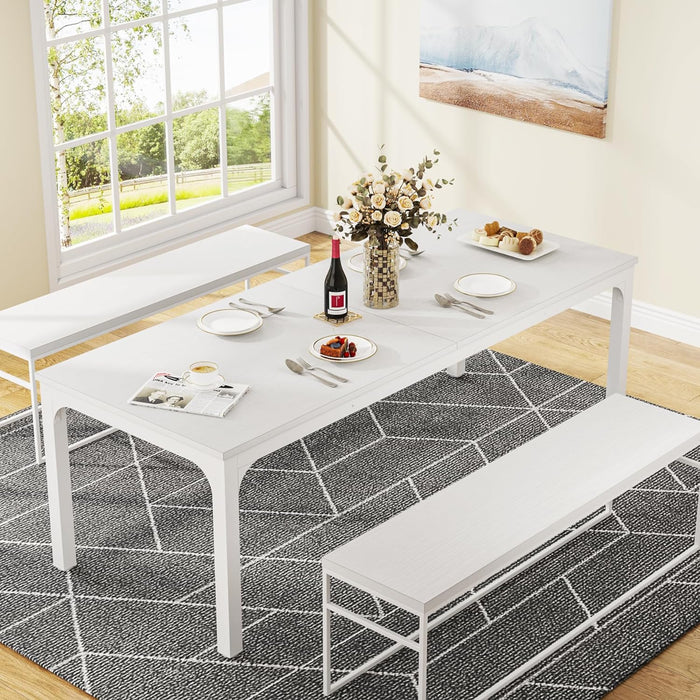 White Dining Table for 6-8 Person, 78-Inch Large Long Rectangle Kitchen Dinner Table for Dining Room, 78.7 X 27.5 X 29.5 Inches(Only Table)