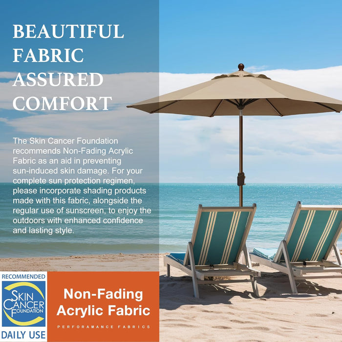 USA 10-Year-Non-Fading 9Ft Market Patio Umbrella, UPF 50+ UV Protection Performance Sun Umbrella, Heavy Duty Commercial Grade Outdoor Table Umbrella with Crank & Tilt, Windproof Vented Top for Garden, Pool, Deck and Outdoor Playsets,Heather Beige