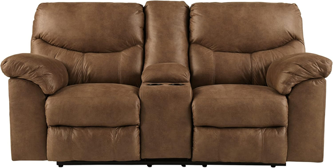 Brown Faux Leather Recliner Loveseat