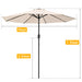 10Ft Patio Market Umbrella Outdoor Shade with Push Tilt and Crank Lift 8 Ribs, Beige