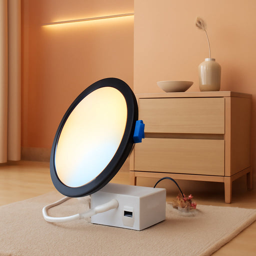 24 Pack 6 Inch Black 5CCT Reset Ultra-Thin LED Recessed Ceiling Light with Junction Box, 2700K/3000K/3500K/4000K/5000K Selectable, 12W Eqv 110W,Dimmable- ETL and Energy Star Certified