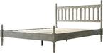 Queen Size Bed Frame, Solid Wood Platform Bed with Headboard & Footboard, Central Metal Legs, 12 Sturdy Slatted Base, Anti-Noise & Slip-Free, No Box Spring Needed, Weathered Gray Oak Finish WCQ-34