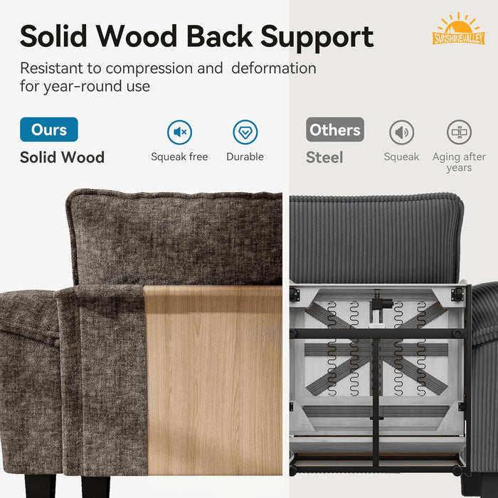 Taupe Chenille Three Seater Modular Sofa ArmrestsIncluded