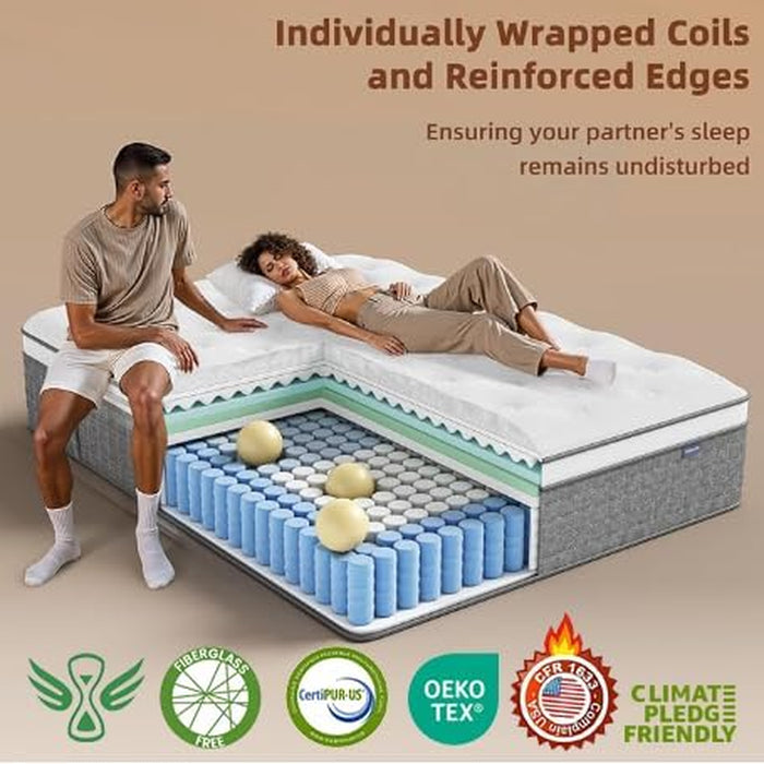 Full Size Mattress, 12 Hybrid Full Mattress in a Box, Medium Firm, Memory Foam & Pocket Springs for Pressure Relief, Motion Isolation, Certipur-Us Certified, Fiberglass Free, 365 Night Trial