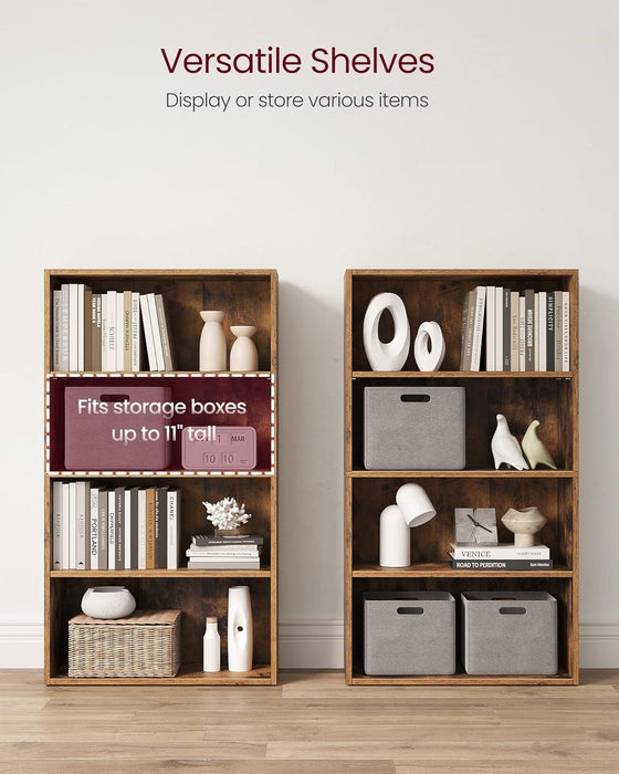 CUSTOS Collection - Bookshelf, 4-Tier Bookcase, Book Shelf, Open Storage Shelf, 9.4 X 23.6 X 42.4 Inches, for Living Room, Home Office, Dinning Room, Rustic Brown ULBC164X01