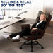 Big and Tall Office Chair with Footrest, High Back Executive Desk Chair with Adjustable Lift Armrest, 155°Recline, Lumbar Support Pillow, Faux Leather Gaming Chairs for Home or Office Brown