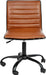 Alan Low-Back Ribbed Upholstered Vinyl Swivel Desk Chair with Padded Seat, Modern Adjustable Height Padded Office Chair, Brown