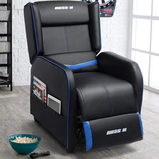 Gaming Recliner Chair for Adults, PU Leather Home Theater Seating Video Game Chairs for Living Room Ergonomic Racing Style Single Movie Gamer Lounge Sofa