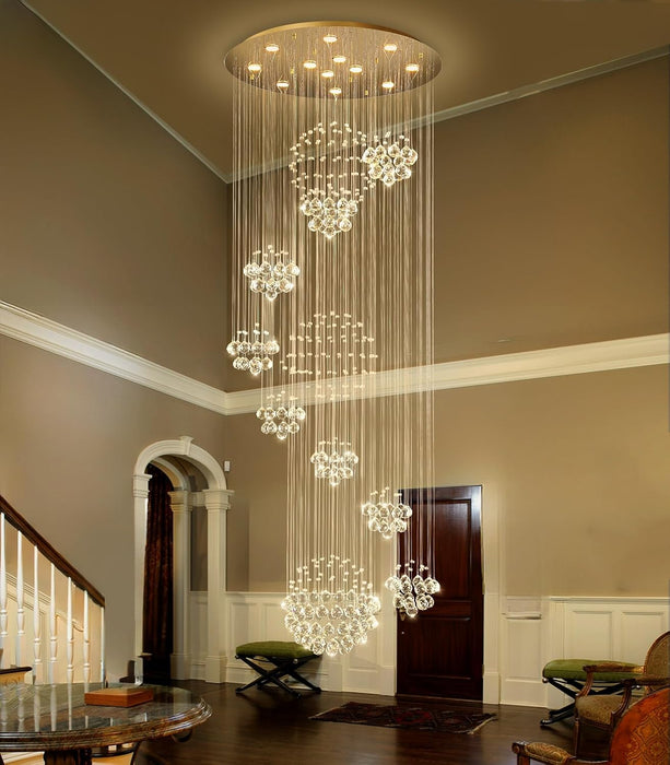 D32 X H100 Modern Large Chandelier for Foyer Glam Chandelier Raindrop Crystal Chandeliers LED Dimmable High Ceiling Light Fixtures for Staircaes Hallway Entryway Gold
