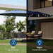 15FT Rectangular Outdoor Umbrella Patio Umbrella with Solar Lights & Base Included Large Market Umbrellas with Crank Handle UV Protection Table Umbrellas for Outdoor, Backyard, Deck, Navy Blue